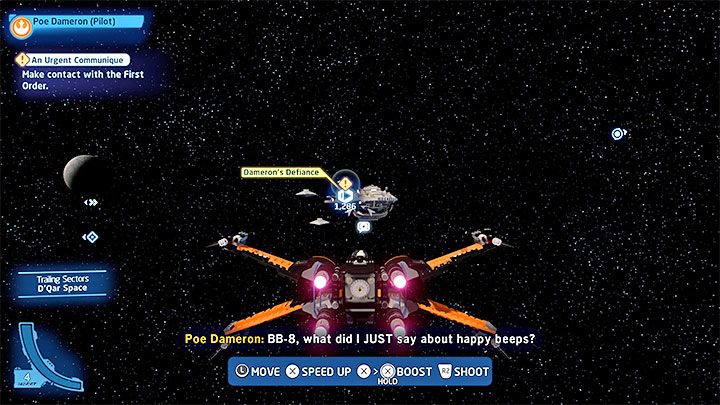Epizod 8 rozpoczniecie sterując statkiem Poego Damerona na orbicie DQar - LEGO Skywalker Saga: Pucz Poego (Damerons Defiance) - solucja, opis przejścia - LEGO Skywalker Saga - poradnik do gry