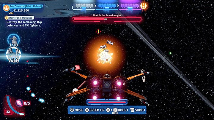 Etap ten w całości rozegracie staczając walki w przestrzeni kosmicznej - LEGO Skywalker Saga: Pucz Poego (Damerons Defiance) - solucja, opis przejścia - LEGO Skywalker Saga - poradnik do gry