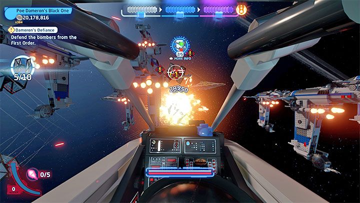Następny cel misji będzie dotyczył ochraniania bombowców - LEGO Skywalker Saga: Pucz Poego (Damerons Defiance) - solucja, opis przejścia - LEGO Skywalker Saga - poradnik do gry