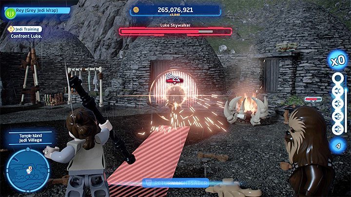Na koniec treningu czeka Was konfrontacja z Lukiem, ale nie należy jej traktować jako pełnoprawnej walki z bossem - LEGO Skywalker Saga: Bliskie spotkania pierwszego Snokea (No Snoke Without Fire) - solucja, opis przejścia - LEGO Skywalker Saga - poradnik do gry
