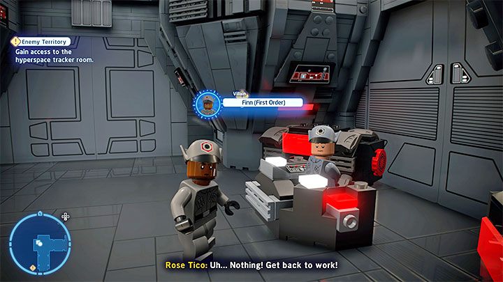 Dotarcie do niebieskiego okręgu pozwoli bohaterom znaleźć przebrania i kolejne zadanie to dotarcie do jednego z pomieszczeń statku - LEGO Skywalker Saga: Wielka puszka zgnieciona (Chrome Dome Down) - solucja, opis przejścia - LEGO Skywalker Saga - poradnik do gry