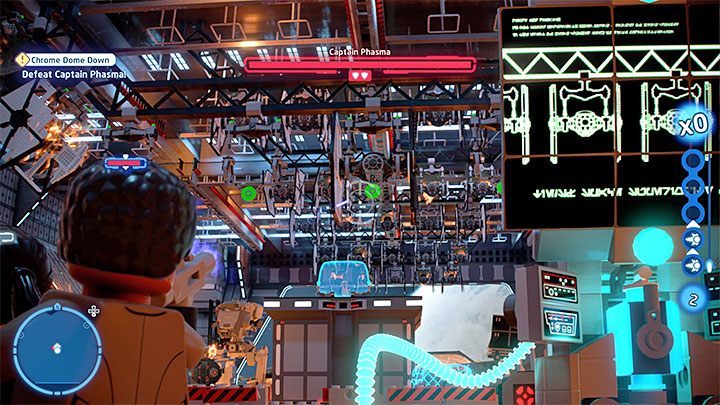 Od razu po rozpoczęciu tego poziomu przystąpicie do konfrontacji z Kapitan Phasmą i pokonanie bossa będzie wiązało się z pomyślnym zaatakowaniem Phasmy 9 razy (po 3 razy na każdą część pojedynku) - LEGO Skywalker Saga: Wielka puszka zgnieciona (Chrome Dome Down) - solucja, opis przejścia - LEGO Skywalker Saga - poradnik do gry