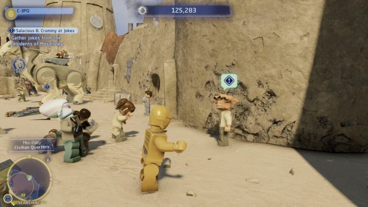 Następną osoba opowiadająca kawał będzie stała przy straganach - LEGO Skywalker Saga: Kolekcjonowanie kawałów (Salacious B. Crummy at Jokes) - solucja, opis przejścia - LEGO Skywalker Saga - poradnik do gry