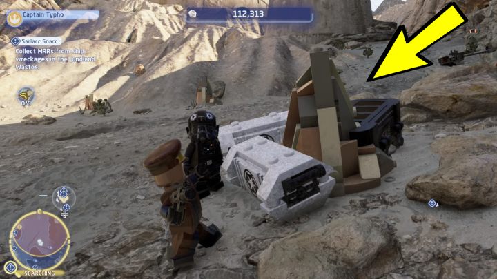 Waszym zadaniem będzie zebranie 5 elementów z wraków statków - LEGO Skywalker Saga: Smakołyki dla sarlacca (Sarlacc Snacc) - solucja, opis przejścia - LEGO Skywalker Saga - poradnik do gry