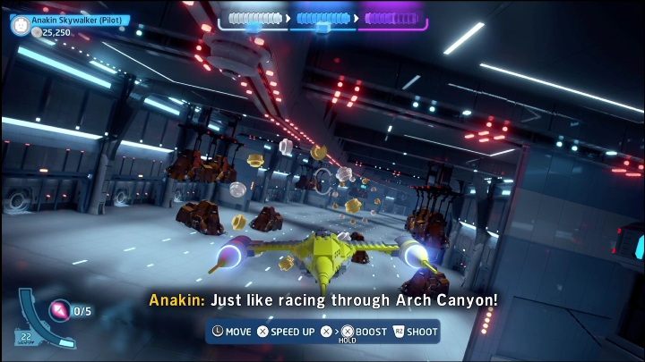 Kolejną część zdobędziecie za zniszczenie 10 transportowych droidów, czyli tych brązowych pojazdów - LEGO Skywalker Saga: Mroczne widmo - lista znajdziek i nagrody - LEGO Skywalker Saga - poradnik do gry