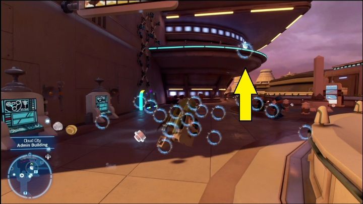 Ten klocek leży na niewielkim dachu, we wschodniej części mapy - LEGO Skywalker Saga: Miasto w chmurach - lista wszystkich łamigłówek - LEGO Skywalker Saga - poradnik do gry