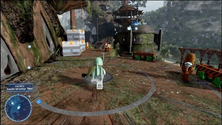 Ta znajdźka leży na metalowej wieży, aby się do niej dostać musicie wskoczyć na linę, znajdującą się po lewej stornie platformy, a następnie przeskoczyć do klocka - LEGO Skywalker Saga: Kachirho - lista wszystkich łamigłówek - LEGO Skywalker Saga - poradnik do gry