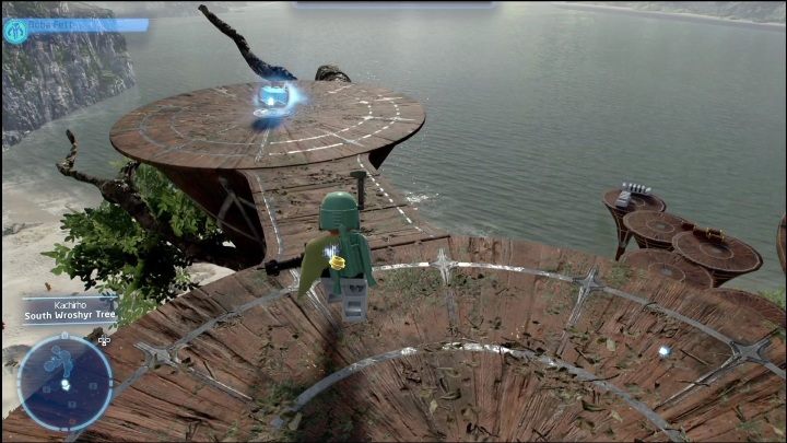 Ten klocek Kyber leży na szczycie drewnianych platform - LEGO Skywalker Saga: Kachirho - lista wszystkich łamigłówek - LEGO Skywalker Saga - poradnik do gry