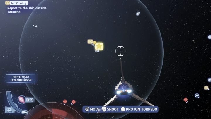 Po zbudowaniu ścigacza, zleceniodawca poprosi Was o transport w przestrzeń lokalną planety Tatooine - LEGO Skywalker Saga: Ściganie ścigaczy (Pod Chasing) - solucja, opis przejścia - LEGO Skywalker Saga - poradnik do gry