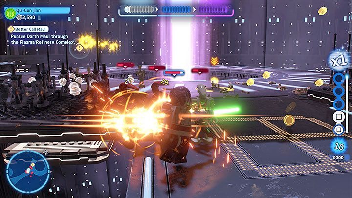 Osłabiajcie Dartha Maula do momentu pozbawienia go pierwszego paska zdrowia - LEGO Skywalker Saga: Maul-y problem (Better Call Maul) - solucja, opis przejścia - LEGO Skywalker Saga - poradnik do gry