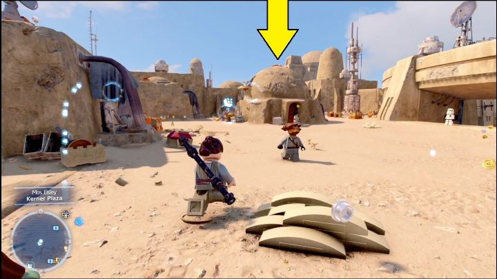 W południowo zachodniej części mapy znajdziecie klocka zamkniętego w skrzyni - LEGO Star Wars The Skywalker Saga: Mos Eisley - lista wszystkich łamigłówek - LEGO Skywalker Saga - poradnik do gry