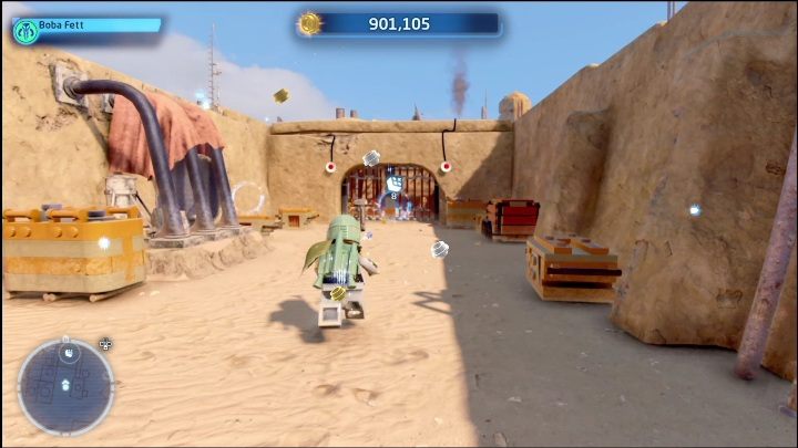 Klocek leżący na północnej części mapy zamknięty jest za kratami - LEGO Star Wars The Skywalker Saga: Mos Eisley - lista wszystkich łamigłówek - LEGO Skywalker Saga - poradnik do gry