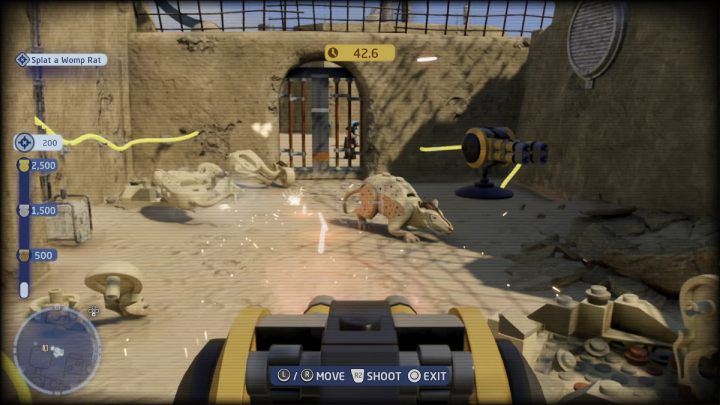 Próba polega na zdobyciu jak największej ilości punktów poprzez zestrzeliwanie szczurów - LEGO Skywalker Saga: Tatooine - próby, solucja, opis przejścia - LEGO Skywalker Saga - poradnik do gry