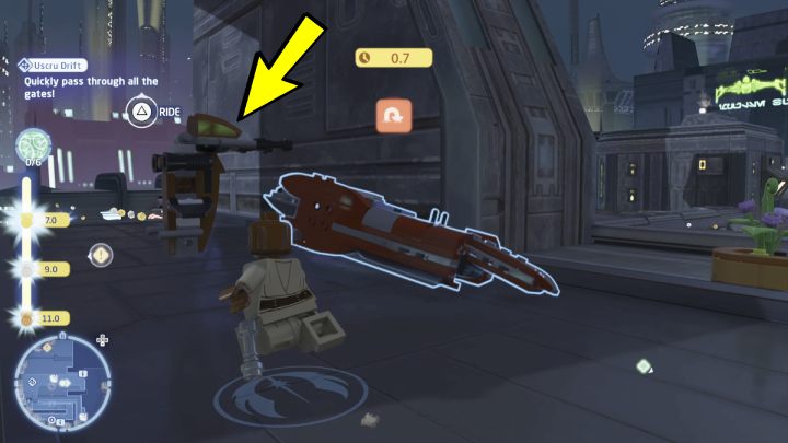 Udajcie się na północną część dzielnicy na jej najwyższym poziomie i rozpocznijcie próbę - LEGO Skywalker Saga: Coruscant - próby, solucja, opis przejścia - LEGO Skywalker Saga - poradnik do gry