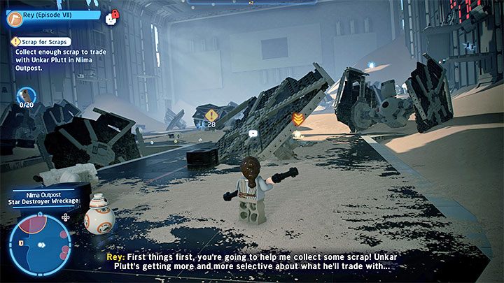 Dobrym wprowadzeniem do klasy Zbieracz jest epizod 7 - Przebudzenie Mocy - LEGO Skywalker Saga: Jak działa Zbieracz (Scavenger, jak wybierać gadżety? - LEGO Skywalker Saga - poradnik do gry