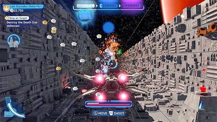 Motywem przewodnim tego etapu jest zniszczenie Gwiazdy Śmierci, przy czym najpierw będziecie musieli wykonać w trakcie lotu kilka innych czynności - LEGO Skywalker Saga: Trzymaj się celu (Stay on Target) - solucja, opis przejścia - LEGO Skywalker Saga - poradnik do gry