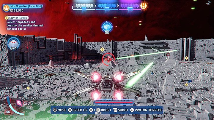 Waszym zadaniem stanie się zniszczenie wydechów termicznych (Thermal Exhaust) i jest to proces dwuczęściowy - LEGO Skywalker Saga: Trzymaj się celu (Stay on Target) - solucja, opis przejścia - LEGO Skywalker Saga - poradnik do gry