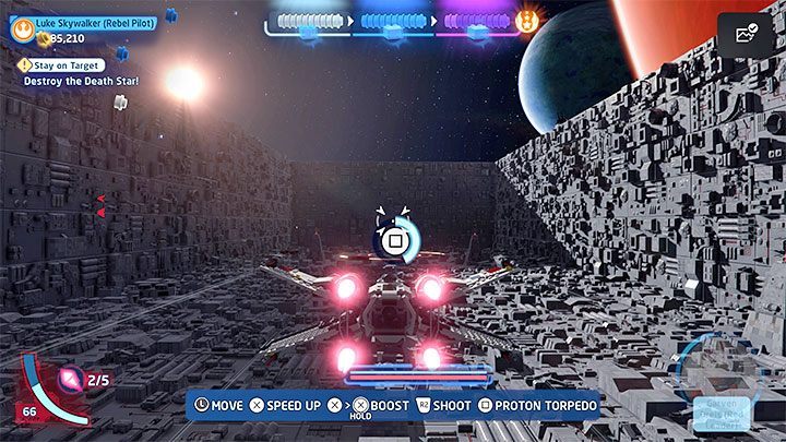 Ostatnia trzecia część misji do dokończenie zniszczenia Gwiazdy Śmierci i jest to bardzo proste - LEGO Skywalker Saga: Trzymaj się celu (Stay on Target) - solucja, opis przejścia - LEGO Skywalker Saga - poradnik do gry