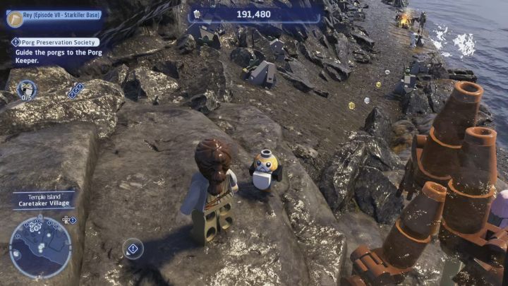 Na koniec udajcie się do 5 różnych lokacji i znajdziecie w każdej z nich porga - LEGO Skywalker Saga: Towarzystwo ochrony porgów (Porg Preservation Society) - solucja, opis przejścia - LEGO Skywalker Saga - poradnik do gry