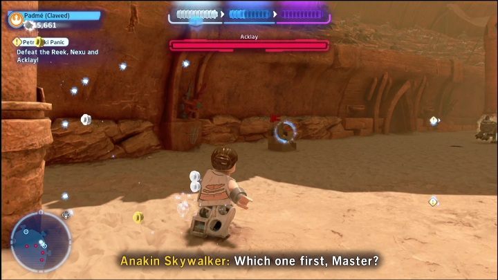 Na arenie zobaczycie kilka obiektów złożonych czysto z kloców lego (takich jak na screenie powyżej) - LEGO Skywalker Saga: Atak klonów - lista znajdziek i nagrody - LEGO Skywalker Saga - poradnik do gry