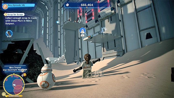 W okolicy jest aż 20 obiektów do zebrania i ich przybliżone lokalizacje oznaczane są okręgami na mini-mapie - LEGO Skywalker Saga: Nisko latający złom (Low Flying Garbage) - solucja, opis przejścia - LEGO Skywalker Saga - poradnik do gry