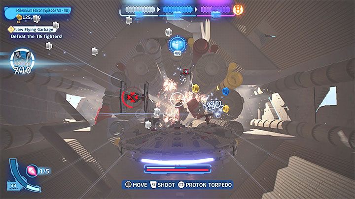 Po tym jak wlecicie do wraku zajmujcie się niszczeniem kolejnych myśliwców TIE - LEGO Skywalker Saga: Nisko latający złom (Low Flying Garbage) - solucja, opis przejścia - LEGO Skywalker Saga - poradnik do gry
