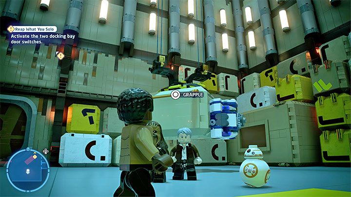 W przypadku drużyny Hana Solo, Chewbacci i BB-8 musicie podjechać BB-8 do niebieskiego terminalu z obrazka 1 i zaliczyć mini-grę z obracania pierścieniami - LEGO Skywalker Saga: Kto Soloeje wiatr (Reap What You Solo) - solucja, opis przejścia - LEGO Skywalker Saga - poradnik do gry