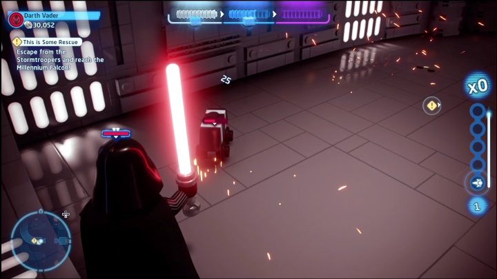 Na terenie tego poziomu znajdziecie 3 roboty jeżdżące w kółko po podłogach - LEGO Skywalker Saga: Nowa nadzieja - lista znajdziek i nagrody - LEGO Skywalker Saga - poradnik do gry