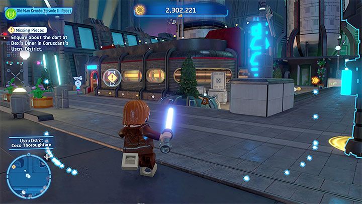 Zmagania wznowicie w dzielnicy Uscru (Uscru District) po pościgu z pierwszej misji fabularnej, który zakończył się awaryjnym lądowaniem - LEGO Skywalker Saga: Łowy na Jango (The Hunt for Jango) - solucja, opis przejścia - LEGO Skywalker Saga - poradnik do gry