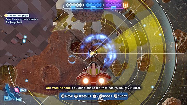 W trakcie zaliczania etapu dwukrotnie konieczne okaże się odnalezienie ukrywającego się Jango - LEGO Skywalker Saga: Łowy na Jango (The Hunt for Jango) - solucja, opis przejścia - LEGO Skywalker Saga - poradnik do gry