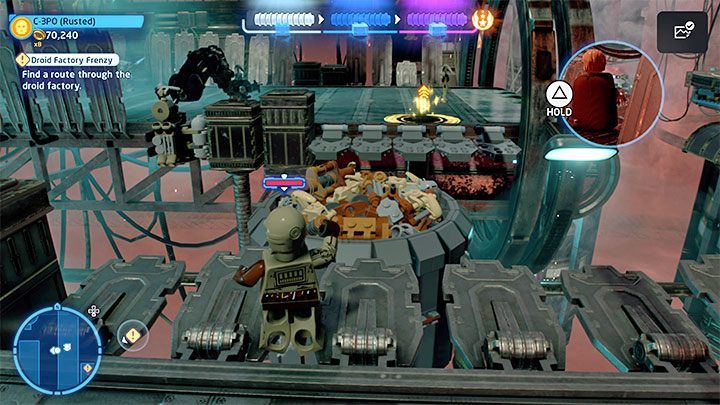 Obie ścieżki doprowadzą Was do zablokowanego przejścia i musicie w rezultacie przełączyć się na drużynę C-3PO - LEGO Skywalker Saga: Fanaberie w fabryce droidów (Droid Factory Frenzy) - solucja, opis przejścia - LEGO Skywalker Saga - poradnik do gry