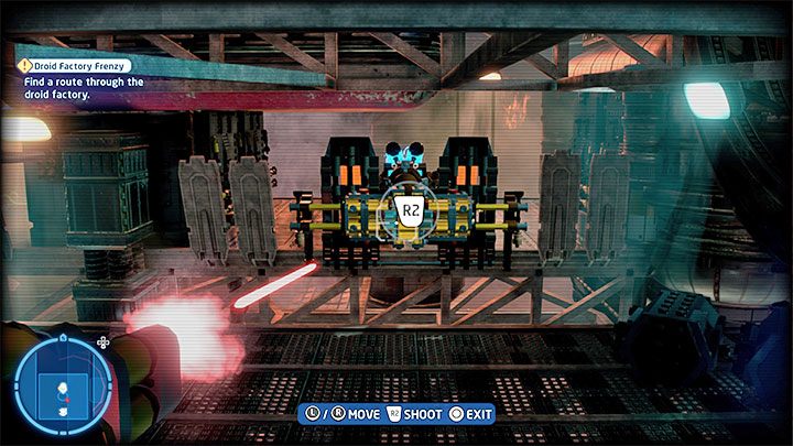 Zniszczcie barykadę pomiędzy polami siłowymi i zbadajcie nowo odblokowany obszar - LEGO Skywalker Saga: Fanaberie w fabryce droidów (Droid Factory Frenzy) - solucja, opis przejścia - LEGO Skywalker Saga - poradnik do gry