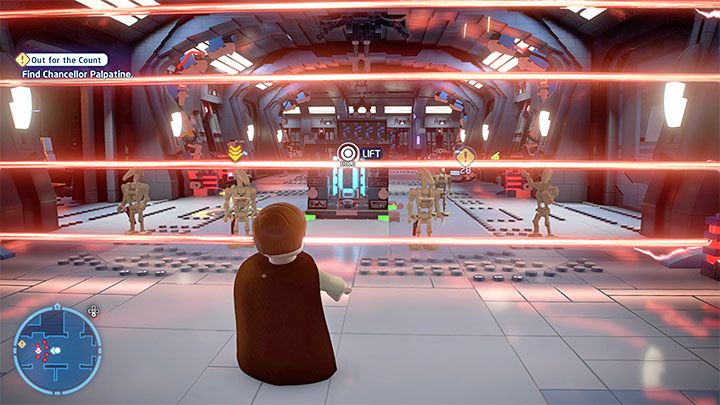 Przy próbie wyruszenia prosto natraficie na przeszkodę w postaci pierwszej zapory laserowej - LEGO Skywalker Saga: Chwile z hrabią (Out for the Count) - solucja, opis przejścia - LEGO Skywalker Saga - poradnik do gry