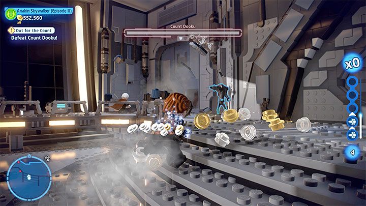 Po tym jak Dooku straci dany pasek zdrowia stanie się chwilowo nietykalny, tak więc nie próbujcie go dalej atakować - LEGO Skywalker Saga: Chwile z hrabią (Out for the Count) - solucja, opis przejścia - LEGO Skywalker Saga - poradnik do gry