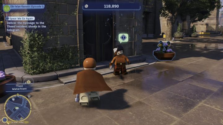 Strażnik stoi niedaleko mostu, na południowej części miasta - LEGO Skywalker Saga: Gdzie się włócznisz (Spear We Go Again) - solucja, opis przejścia - LEGO Skywalker Saga - poradnik do gry