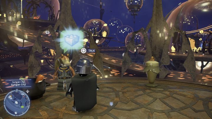 Porozmawiajcie ze zleceniodawcą niedaleko wejścia do miasta gungan - LEGO Skywalker Saga: Na bakier z bogwingami (Bogwing Blunder) - solucja, opis przejścia - LEGO Skywalker Saga - poradnik do gry