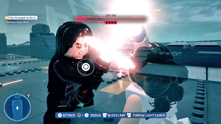 W ramach trzeciej części pojedynku musicie jeszcze 3 razy pozbawić bossa paska zdrowia - LEGO Skywalker Saga: Kylo Ren, epizod 9 - boss, jak pokonać? - LEGO Skywalker Saga - poradnik do gry