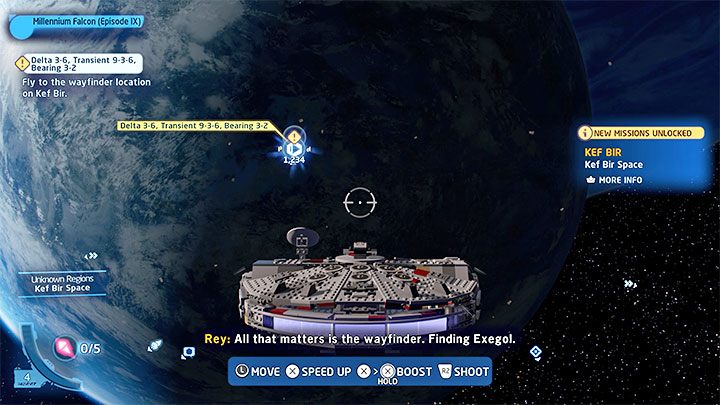 Po obejrzeniu filmów przerywnikowych znajdziecie się na orbicie Kef Bir (Kef Bir Space) - LEGO Skywalker Saga: Być na tyle silnym (The Strength To Do It) - solucja, opis przejścia - LEGO Skywalker Saga - poradnik do gry