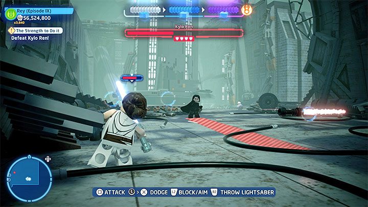 Na ataki bossa powinniście reagować unikami - LEGO Skywalker Saga: Być na tyle silnym (The Strength To Do It) - solucja, opis przejścia - LEGO Skywalker Saga - poradnik do gry