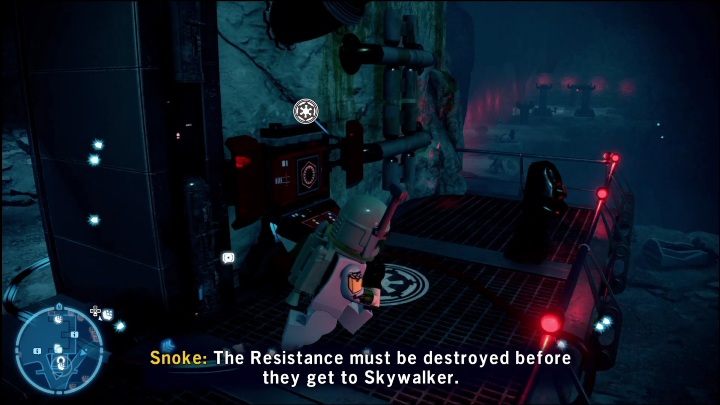 Chcąc otworzyć blokadę, aby dostać się do znajdźki, musicie najpierw wykonać kilka czynności - LEGO Star Wars The Skywalker Saga: Cytadela Sithów - lista wszystkich łamigłówek - LEGO Skywalker Saga - poradnik do gry