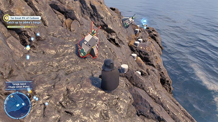 Dotarcie do sekretu zakłada skakanie po małych okrągłych półkach pokazanych na powyższym obrazku - LEGO Skywalker Saga: Wyspa ze świątynią (Temple Island) - lista wszystkich łamigłówek - LEGO Skywalker Saga - poradnik do gry