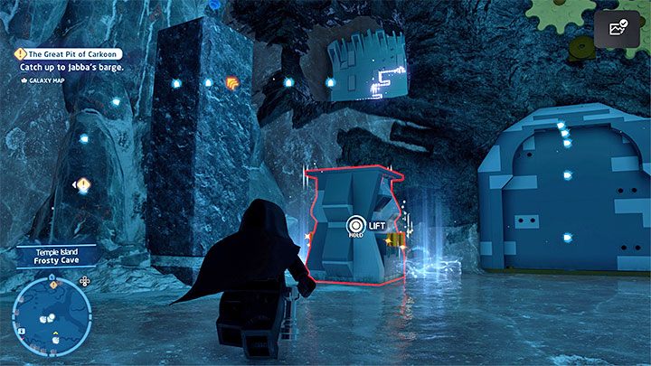 Do drugiego trybika możecie dotrzeć chwytając skrzynię z jednej z górnych półek i ustawiając ją w miejscu z obrazka - LEGO Skywalker Saga: Wyspa ze świątynią (Temple Island) - lista wszystkich łamigłówek - LEGO Skywalker Saga - poradnik do gry