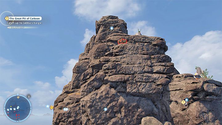 Na potrzeby dotarcia do znajdźki musicie zaliczyć wspinaczkę na szczyt pokazanej na obrazku góry - LEGO Skywalker Saga: Wyspa ze świątynią (Temple Island) - lista wszystkich łamigłówek - LEGO Skywalker Saga - poradnik do gry