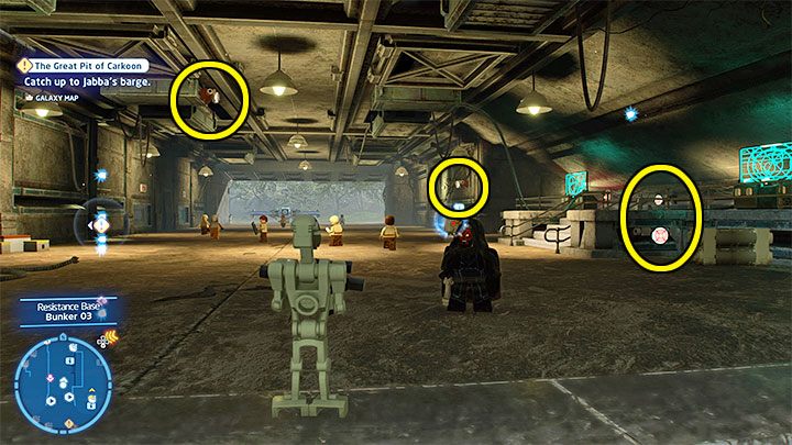 Znajdziecie zamknięty pojemnik i musicie rozejrzeć się po bunkrze za 4 tarczami - LEGO Skywalker Saga: Baza ruchu oporu (Resistance Base) - lista wszystkich łamigłówek - LEGO Skywalker Saga - poradnik do gry