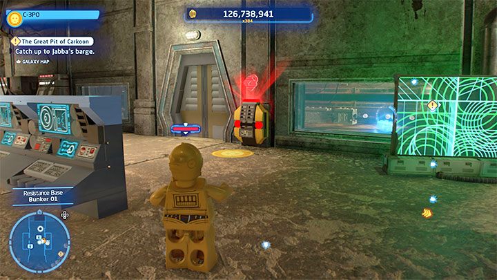 Waszym zadaniem będzie doprowadzenie do otwarcia pomieszczenia ze znajdźką (powyższy obrazek), przy czym nie jest to możliwe do momentu poznania hasła do złotego terminalu - LEGO Skywalker Saga: Baza ruchu oporu (Resistance Base) - lista wszystkich łamigłówek - LEGO Skywalker Saga - poradnik do gry