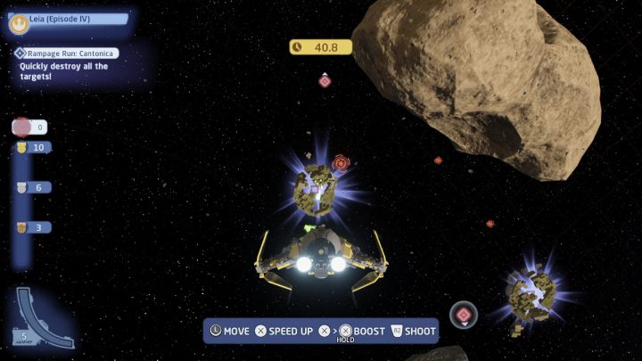 Próba polega na zestrzeleniu jak największej ilości celów w ciągu 45 sekund - LEGO Skywalker Saga: Cantonica - próba, solucja, opis przejścia - LEGO Skywalker Saga - poradnik do gry