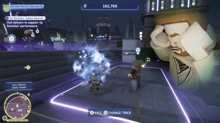 Za każdym razem gdy Snootles znajdzie sobie odpowiednie miejsce do występu, Waszym zadaniem będzie użycie Mocy Jedi i zmuszenie odpowiedniej ilości osób do tańca w wyznaczonym miejscu - LEGO Skywalker Saga: Samba Sy Snootles (Sy Snootles Samba Saunter) - solucja, opis przejscia - LEGO Skywalker Saga - poradnik do gry