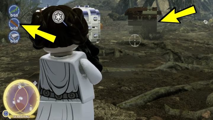 Deski znajdziecie po zestrzeleniu klocków przypominających brązowo-zielone skrzynie - LEGO Skywalker Saga: Miejsce na rozbicie obozu (A Place to Crash Land) - solucja, opis przejścia - LEGO Skywalker Saga - poradnik do gry