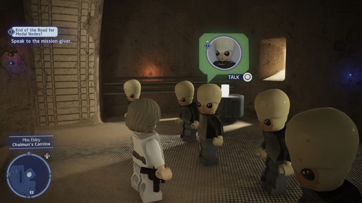 Porozmawiajcie ze zleceniodawcą w kantynie w Mos Eisley i przyjmijcie zadanie - LEGO Skywalker Saga: Koniec koncertowania (End of the Road for Modal Nodes) - solucja, opis przejścia - LEGO Skywalker Saga - poradnik do gry