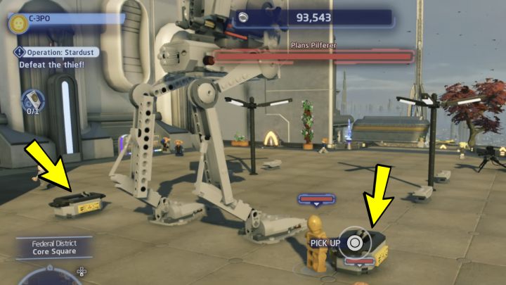 Podążajcie za złodziejem i pokonajcie go gdy wsiądzie do AT-ST - LEGO Skywalker Saga: Operacja Gwiezdny pył (Operation Stardust) - solucja, opis przejścia - LEGO Skywalker Saga - poradnik do gry